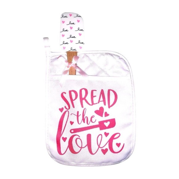 Pink Valentine's Day Oven Mitt and Spatula Bundle Spread the Love - Picture 2 of 4